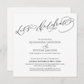 エレガントなカリグラフィー　ブラック＆ホワイトのお祝い 招待状 (正面/裏面)