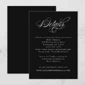 エレガントなカリグラフィー ブラック＆ホワイト ウェディング ディテール エンクロージャーカード (正面/裏面)
