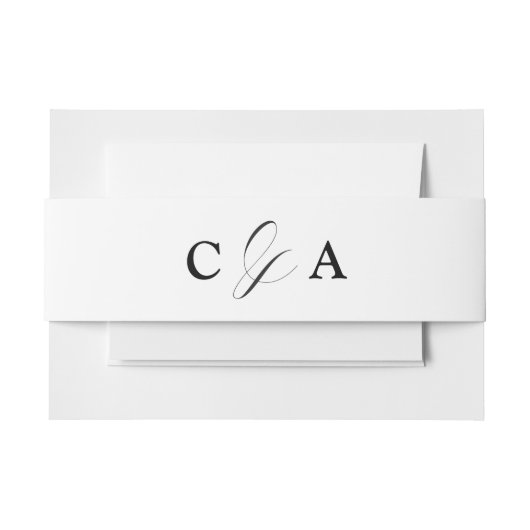 エレガントなカリグラフィー ブラック＆ホワイト ウェディング ベリーバンド 招待状ベリーバンド (正面例)