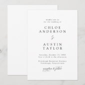 エレガントなカリグラフィー ブラック＆ホワイト ウェディング 招待状 (正面/裏面)