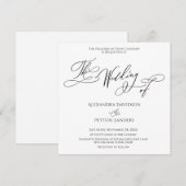エレガントなカリグラフィー ブラック＆ホワイト "The Wedding of" 招待状 (正面/裏面)