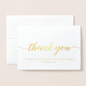 エレガントなカリグラフィー ベビー洗礼 感謝の写真 箔カード (封筒付き正面)