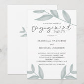 エレガントなカリグラフィー ボタニカルエンゲージメントパーティー 招待状 (正面/裏面)