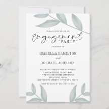 エレガントなカリグラフィー ボタニカルエンゲージメントパーティー