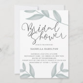 エレガントなカリグラフィー ボタニカル ブライダルシャワー 招待状 (正面)