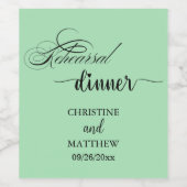 エレガントなカリグラフィー ライト ティール リハーサル ディナー ワインラベル (シングルラベル)