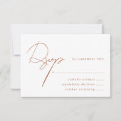 エレガントなカリグラフィー ラスティック テラコッタ ウェディング 出欠カード (正面)