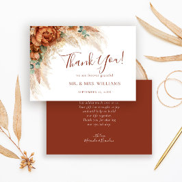 エレガントなカリグラフィー ロマンティック フローラル ボヘミア ウェディング サンキューカード