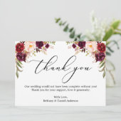 エレガントなカリグラフィー 水彩 ワインレッド 花 サンキューカード (スタンド正面)