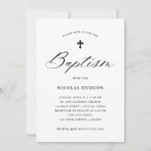 エレガントなカリグラフィー | 男女兼用 洗礼 招待状 (正面)