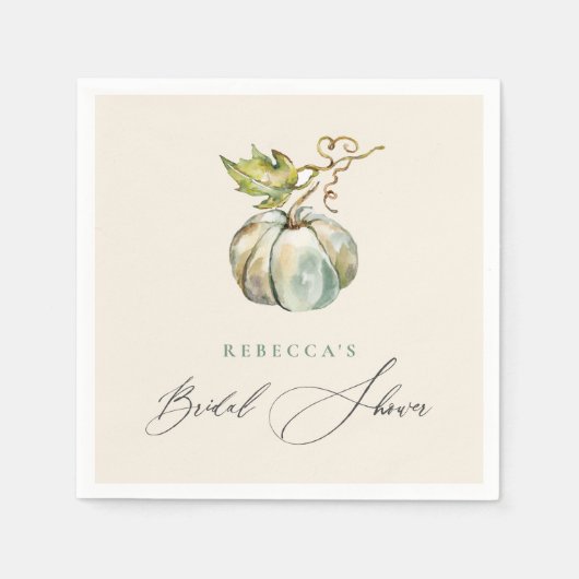 エレガントなカリグラフィー 秋のカボチャ ブライダルシャワー スタンダードカクテルナプキン (正面)