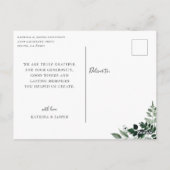 エレガントなカリグラフィー 結婚式の写真 お礼 ポストカード (裏面)