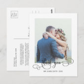 エレガントなカリグラフィー 結婚式の写真 お礼 ポストカード (正面/裏面)