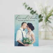 エレガントなカリグラフィー 結婚式 愛に感謝 フォト ポストカード (スタンド正面)