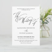 エレガントなカリグラフィー「The Wedding of」ブラック＆ホワイト 招待状 (スタンド正面)