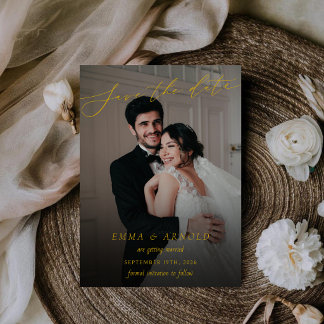 エレガントなカリグラフィー Wedding 写真 セーブザデート