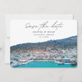 エレガントなカリムノス ギリシャ ウェディング セーブ・ザ・デート 招待状 (正面)