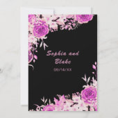 エレガントなカントリー ピンクのバラ ブラック ウェディング 招待状 (裏面)