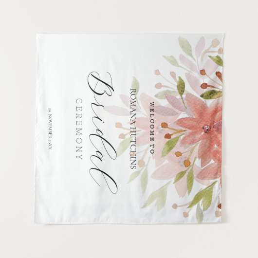 エレガントなカントリー フラワーの水彩画 手描き タペストリー (正面(横))