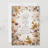 エレガントなカントリー フラワー ウェディング 招待状 (正面)