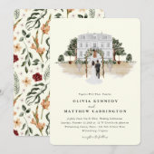 エレガントなカントリー マナー | ヴィラ ウェディング 招待状 (正面/裏面)