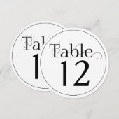 エレガントなカーリープリントの丸いテーブルナンバーカード 招待状 (正面/裏面)
