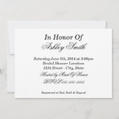 エレガントなガウンのシルエットのブライダルシャワー 招待状 (裏面)