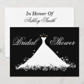 エレガントなガウンのシルエットのブライダルシャワー 招待状 (正面/裏面)