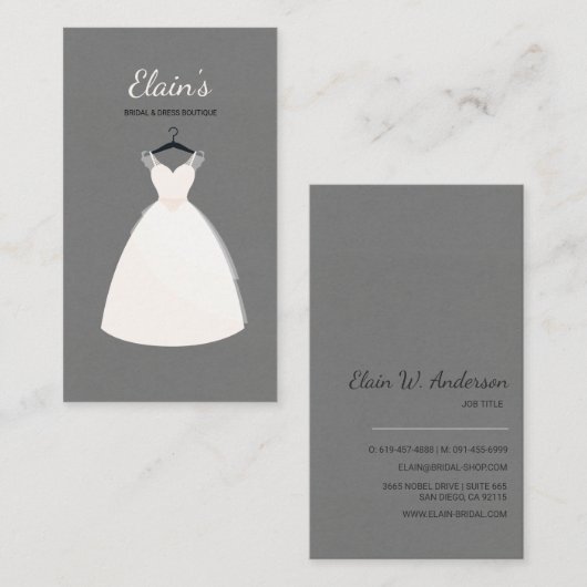 エレガントなガウンの花嫁の服のブティックのウェディングプランナー 名刺 (正面/裏面)
