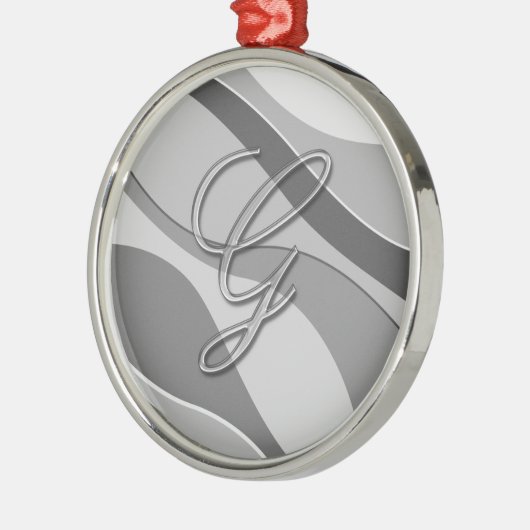 エレガントなガラスモノグラムの手紙G メタルオーナメント (左)