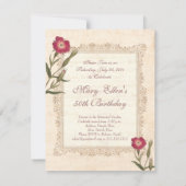 エレガントなガーデニングレディの50歳の誕生日パーティー 招待状 (裏面)