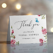 エレガントなガーデンティーパーティーのブライダルシャワーのお礼カード| 繊細な花 サンキューカード