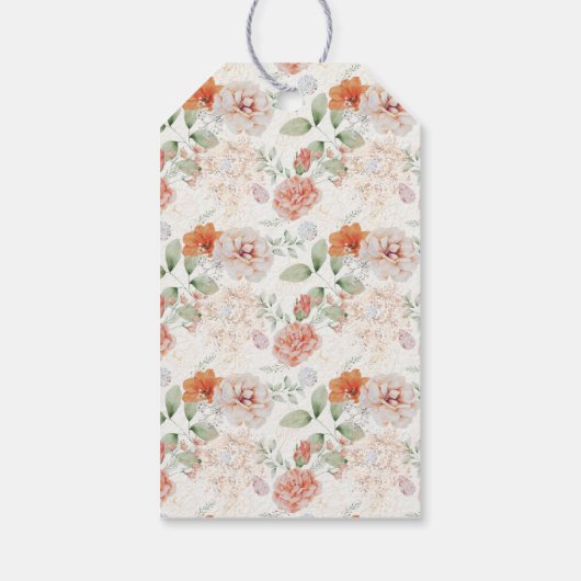 エレガントなガーデンパーティーの花のブライダルシャワー ギフトタグ (裏面)