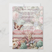 エレガントなガーデンパーティーシャワーのお祝いデザイ 招待状 (裏面)