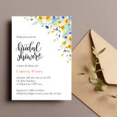 エレガントなガーデンフラワー ウォーターカラーのブライズシャワー 招待状