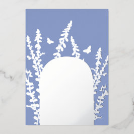 エレガントなガーデンリーフとバタフライのウェディングカード 箔招待状