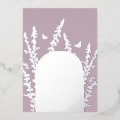 エレガントなガーデンリーフとバタフライのウェディングカード 箔招待状 (正面)