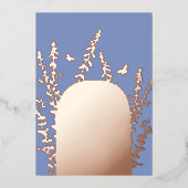 エレガントなガーデンリーフとバタフライのウェディングカード 箔招待状 (正面)