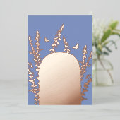 エレガントなガーデンリーフとバタフライのウェディングカード 箔招待状 (立ち正面)