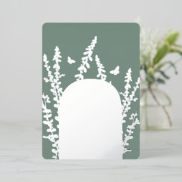 エレガントなガーデンリーフとバタフライのウェディング   箔招待状