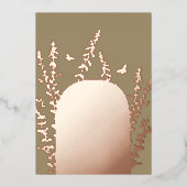 エレガントなガーデンリーフとバタフライのウェディング 箔招待状 (正面)