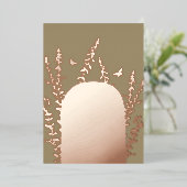 エレガントなガーデンリーフとバタフライのウェディング 箔招待状 (立ち正面)