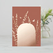 エレガントなガーデンリーフとバタフライのウェディング 箔招待状 (立ち正面)