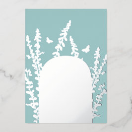 エレガントなガーデンリーフとバタフライのウェディング 箔招待状