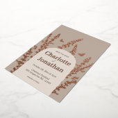 エレガントなガーデンリーフとバタフライのウェディング 箔招待状 (回転した状態)