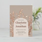 エレガントなガーデンリーフとバタフライのウェディング 箔招待状 (立ち正面)