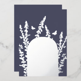 エレガントなガーデンリーフとバタフライのウェディング 箔招待状