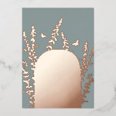 エレガントなガーデンリーフとバタフライのウェディング 箔招待状 (正面)