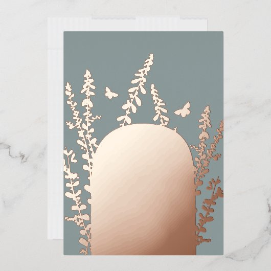 エレガントなガーデンリーフとバタフライのウェディング 箔招待状 (封筒)