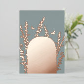 エレガントなガーデンリーフとバタフライのウェディング 箔招待状 (立ち正面)